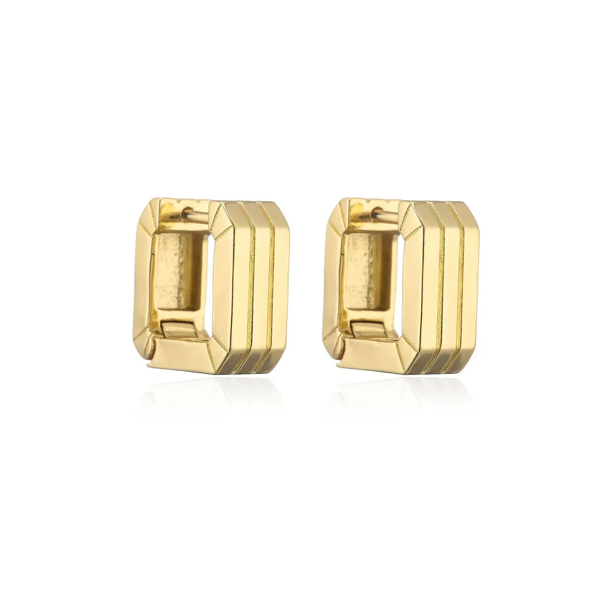 Hecheng Ornament Glossy Vertical Stripes Square Ear Clip Fashion 18k Gold Plated Ornament Ve394