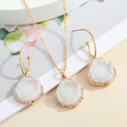 Jewelry Imitation Natural Stone Necklace Water Drop Resin Agate Piece Pendant Necklace Earring