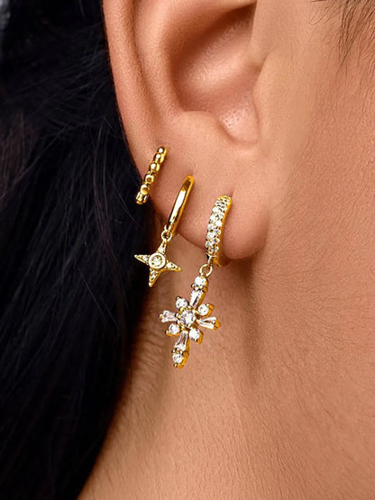 Jewelry Micro-studded Eight Pointed Star New Cross-border Personality Earrings Wholesale