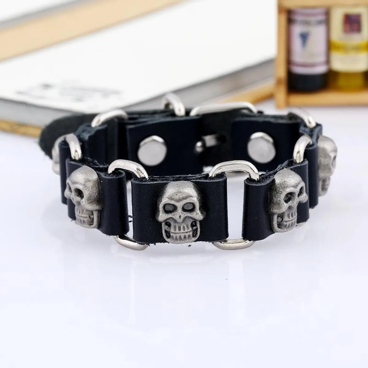 Jewelry Punk Leather Bracelet Alloy Skull Leather Cowhide Bracelet