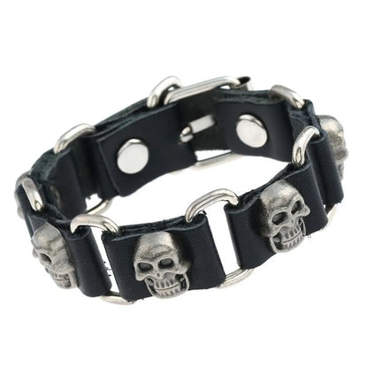 Jewelry Punk Leather Bracelet Alloy Skull Leather Cowhide Bracelet