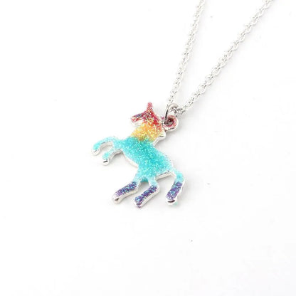 Jewelry Rainbow Unicorn Necklace Dripping Alloy Pendant Necklace Simple Necklace