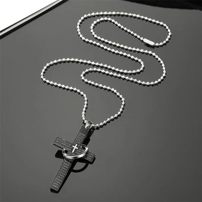 Jewelry Trend Punk Stainless Steel Color Cross Belt Ring Rock Geometric Sweater Chain