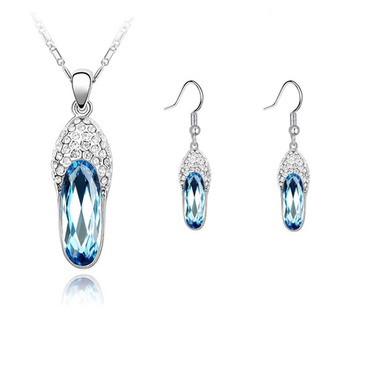 Jewelry Two-piece Small Slippers Inlaid Crystal Pendant Women's Necklace Earrings