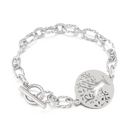 Jewelry Wholesale Popular Retro Metal Personality Stainless Steel Tree Of Life Ot Buckle Bracelet