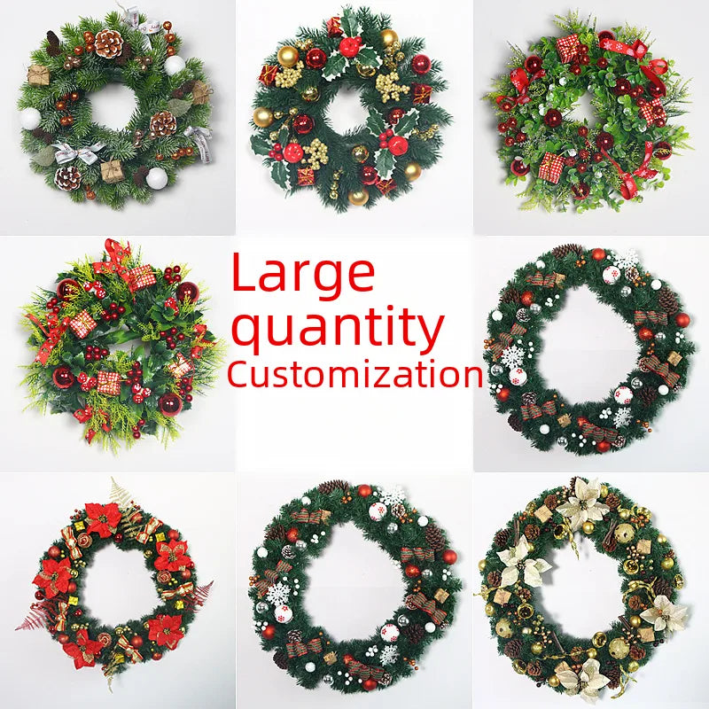 Jiuhong Scene Layout Christmas Decorative Garland 40cmPVC Rattan Wreath Simulation Garland Finished Pendant