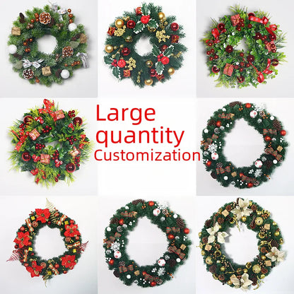 Jiuhong Scene Layout Christmas Decorative Garland 40cmPVC Rattan Wreath Simulation Garland Finished Pendant