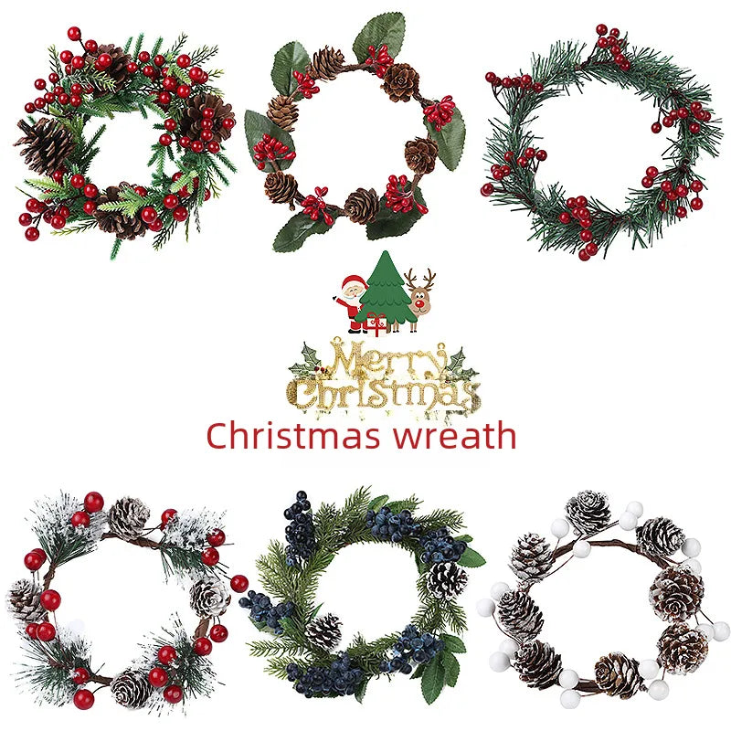 Jiuhong Scene Layout Christmas Decorative Garland 40cmPVC Rattan Wreath Simulation Garland Finished Pendant