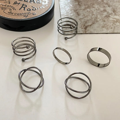 Joint Ring Wholesale Creative Simple Stacked Spiral Ring Set 6 Piece Set