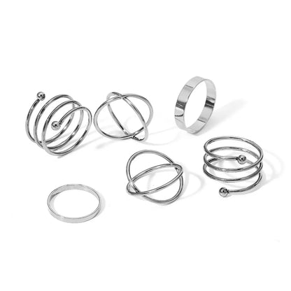 Joint Ring Wholesale Creative Simple Stacked Spiral Ring Set 6 Piece Set