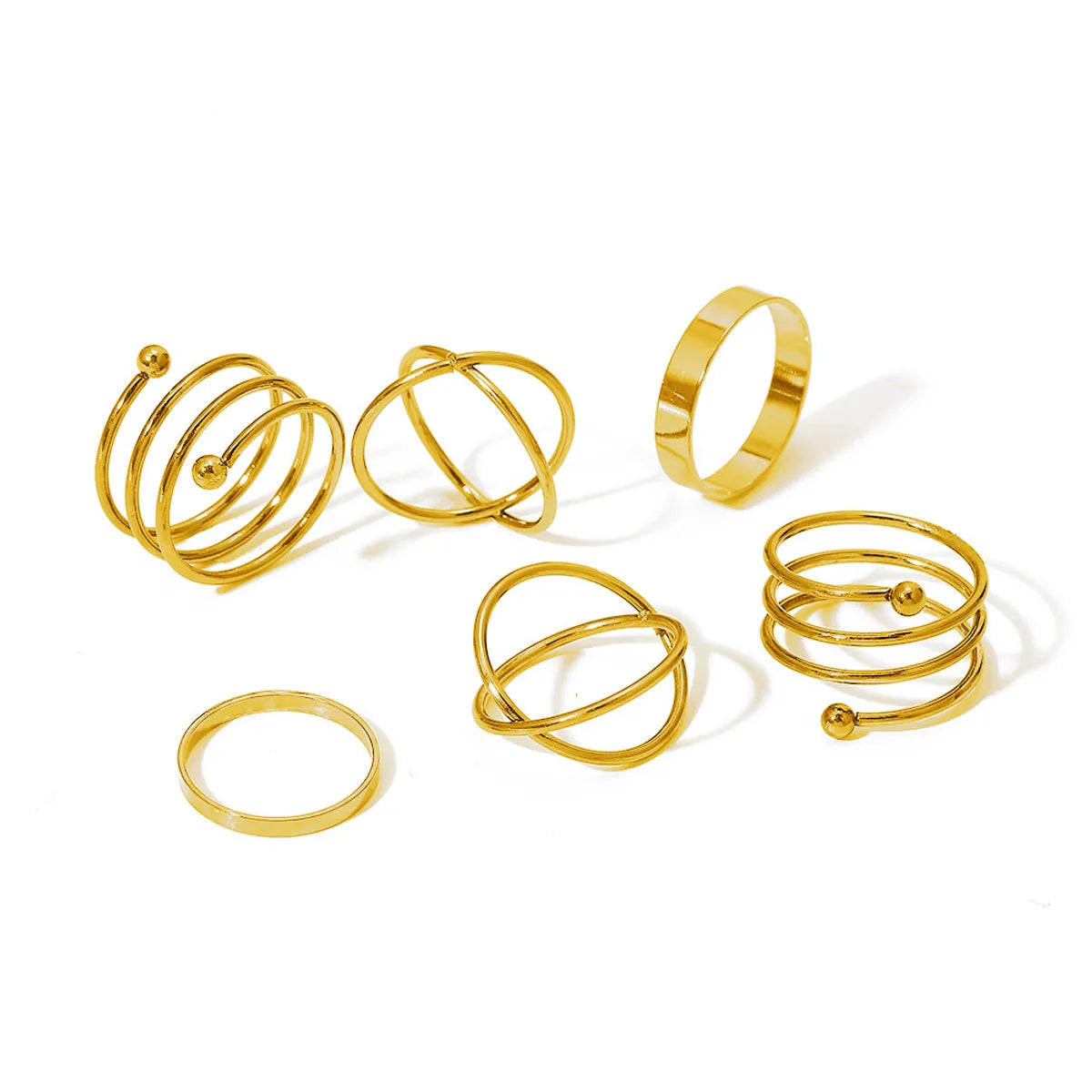 Joint Ring Wholesale Creative Simple Stacked Spiral Ring Set 6 Piece Set