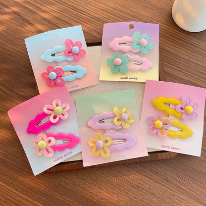 Kid'S Casual Sweet Pastoral Wave Flower Plastic Resin Hair Clip