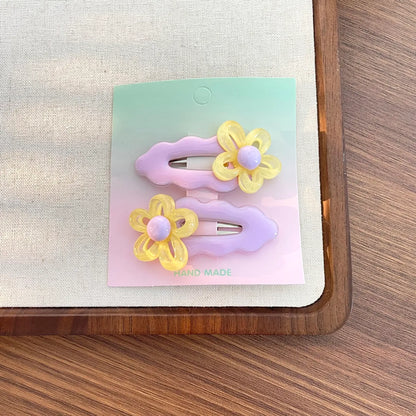 Kid'S Casual Sweet Pastoral Wave Flower Plastic Resin Hair Clip