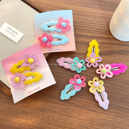 Kid'S Casual Sweet Pastoral Wave Flower Plastic Resin Hair Clip