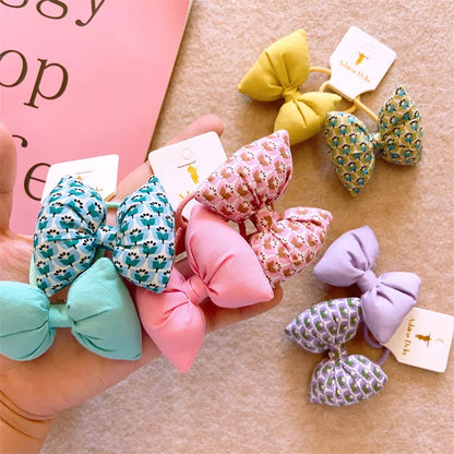 Kid'S Cute Bow Knot Cloth Hair Tie