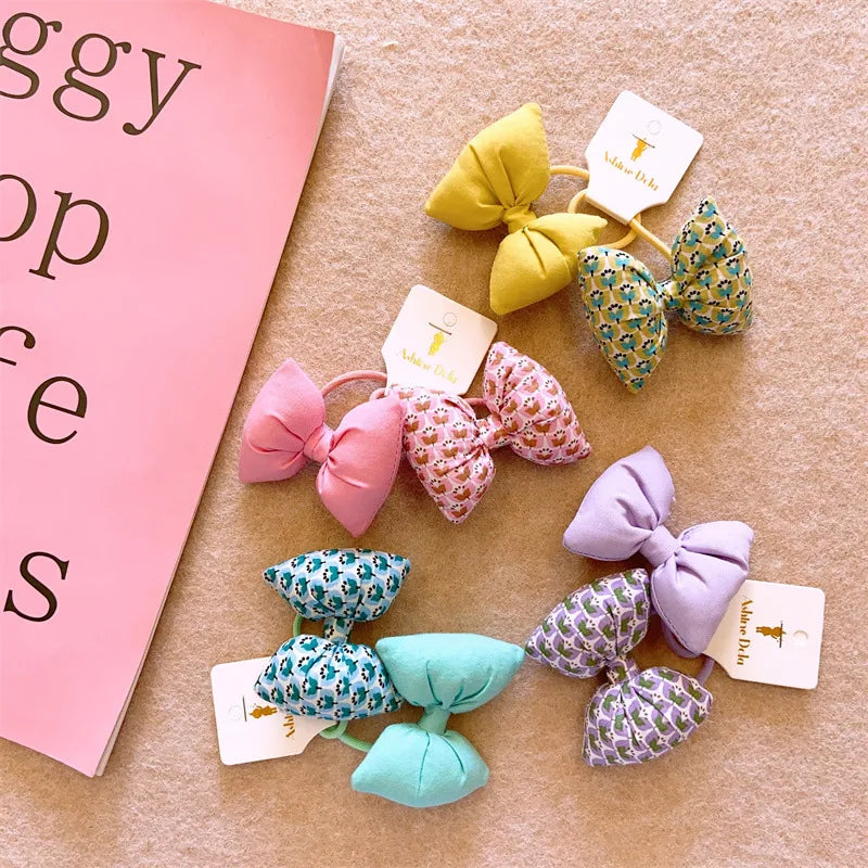 Kid'S Cute Bow Knot Cloth Hair Tie