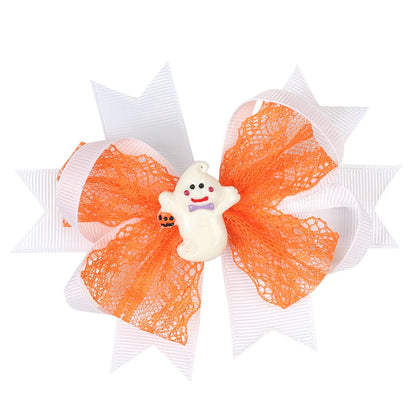 Kid'S Cute Funny Pumpkin Bow Knot Skull Alloy Hair Clip