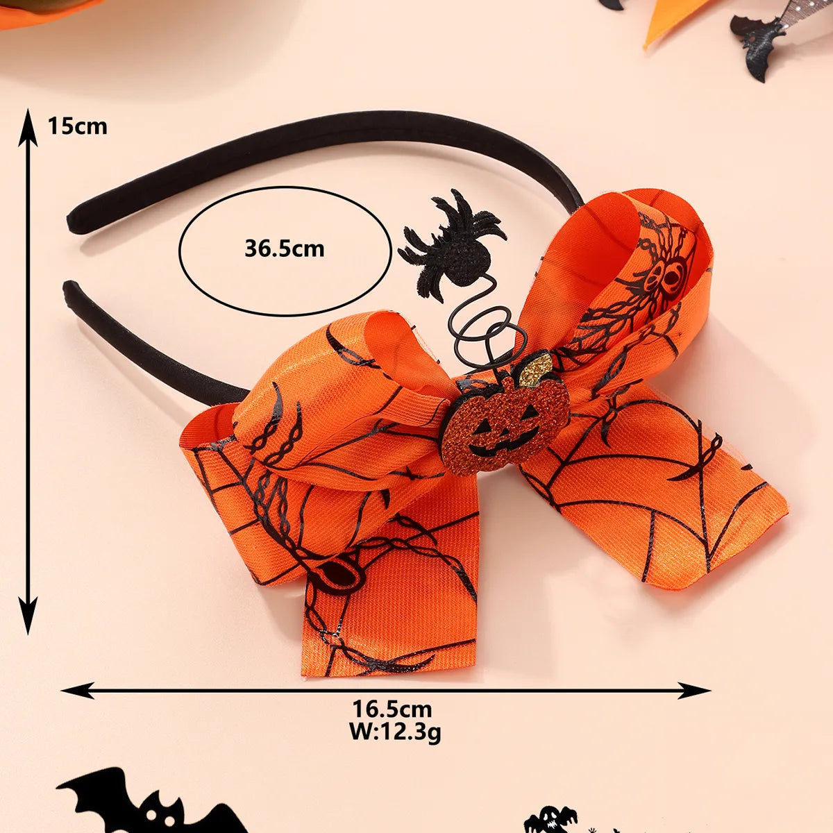 Kid'S Cute Funny Pumpkin Spider Bow Knot Alloy Cloth Handmade Hair Band