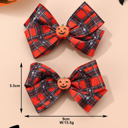 Kid'S Cute Funny Romantic Pumpkin Bow Knot Alloy Cloth Handmade Hair Clip