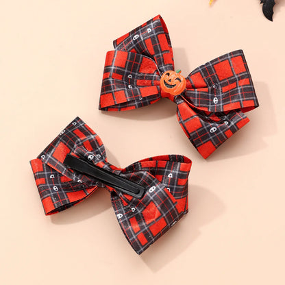 Kid'S Cute Funny Romantic Pumpkin Bow Knot Alloy Cloth Handmade Hair Clip