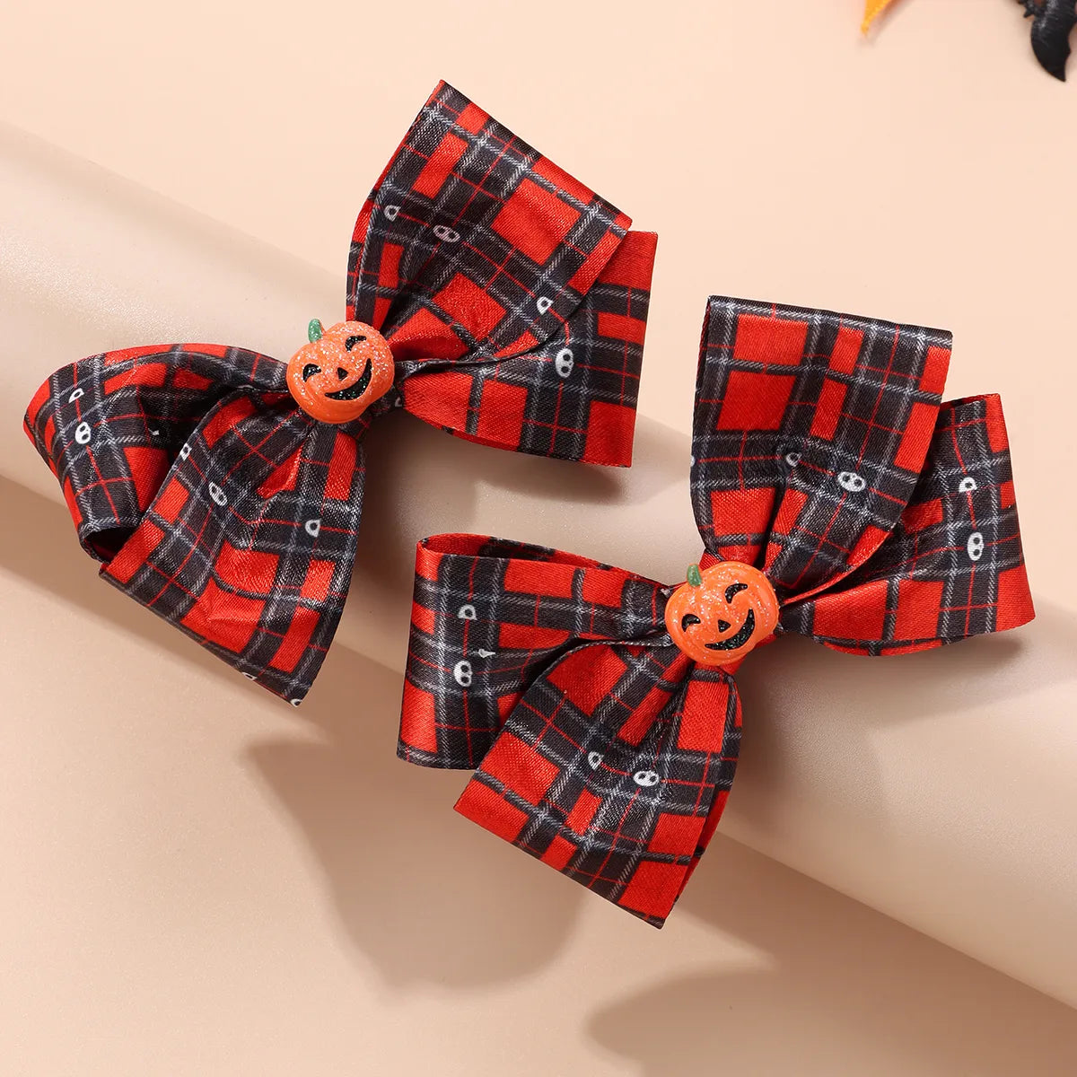 Kid'S Cute Funny Romantic Pumpkin Bow Knot Alloy Cloth Handmade Hair Clip