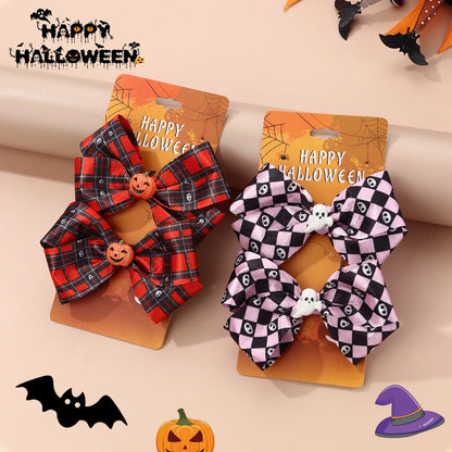 Kid'S Cute Funny Romantic Pumpkin Bow Knot Alloy Cloth Handmade Hair Clip