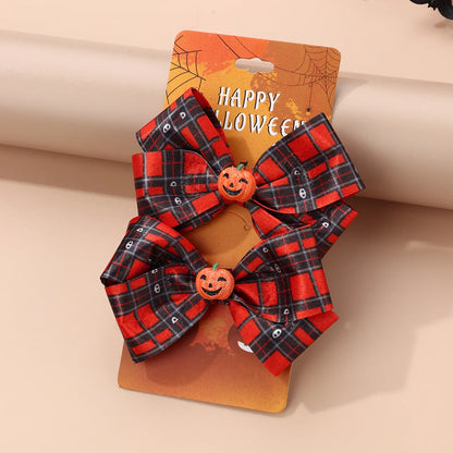 Kid'S Cute Funny Romantic Pumpkin Bow Knot Alloy Cloth Handmade Hair Clip