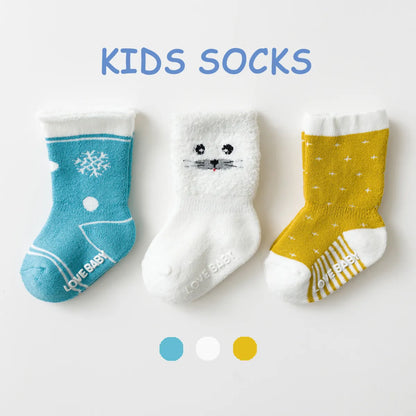 Kid'S Cute Round Dots Stripe Solid Color Cotton Handmade Crew Socks 2 Pieces