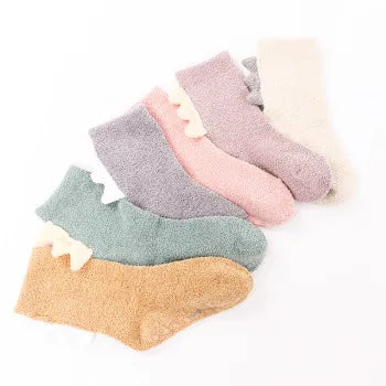 Kid'S Cute Solid Color Cotton Jacquard Crew Socks 1 Set