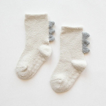 Kid'S Cute Solid Color Cotton Jacquard Crew Socks 1 Set