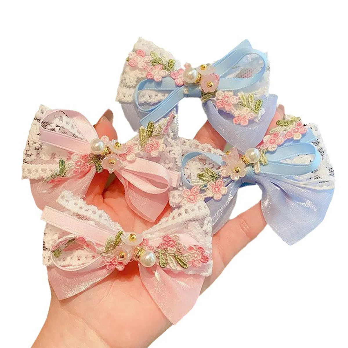 Kid'S Cute Sweet Flower Bow Knot Cloth Hair Clip