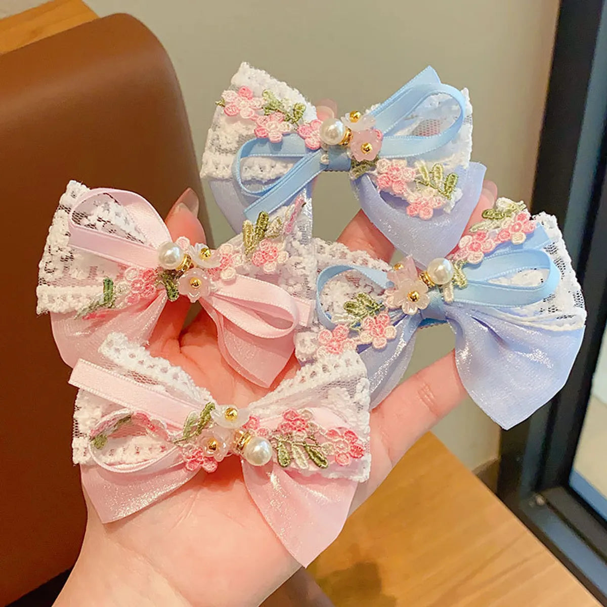 Kid'S Cute Sweet Flower Bow Knot Cloth Hair Clip