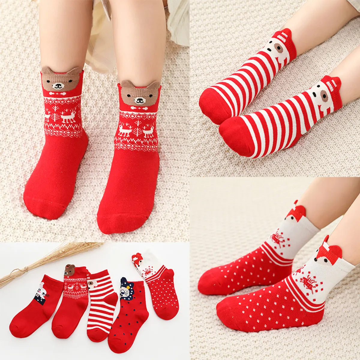 Kid'S Fashion Snowflake Cotton Jacquard Ankle Socks 1 Set