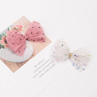 Kid'S Sweet Polka Dots Bow Knot Synthetic Yarn Cloth Lace Hair Clip