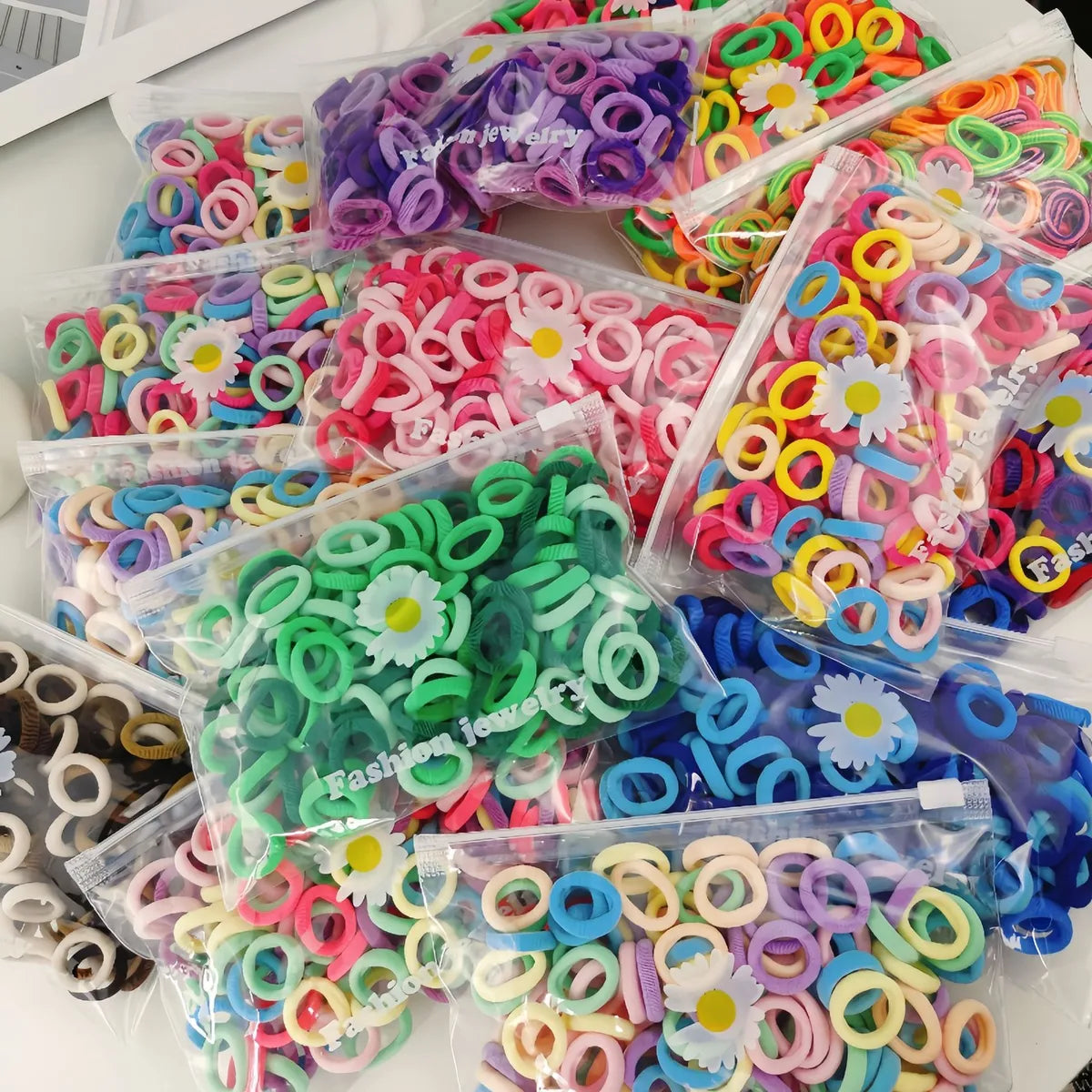 Kid'S Sweet Rainbow Plastic Contrast Collar Hair Tie