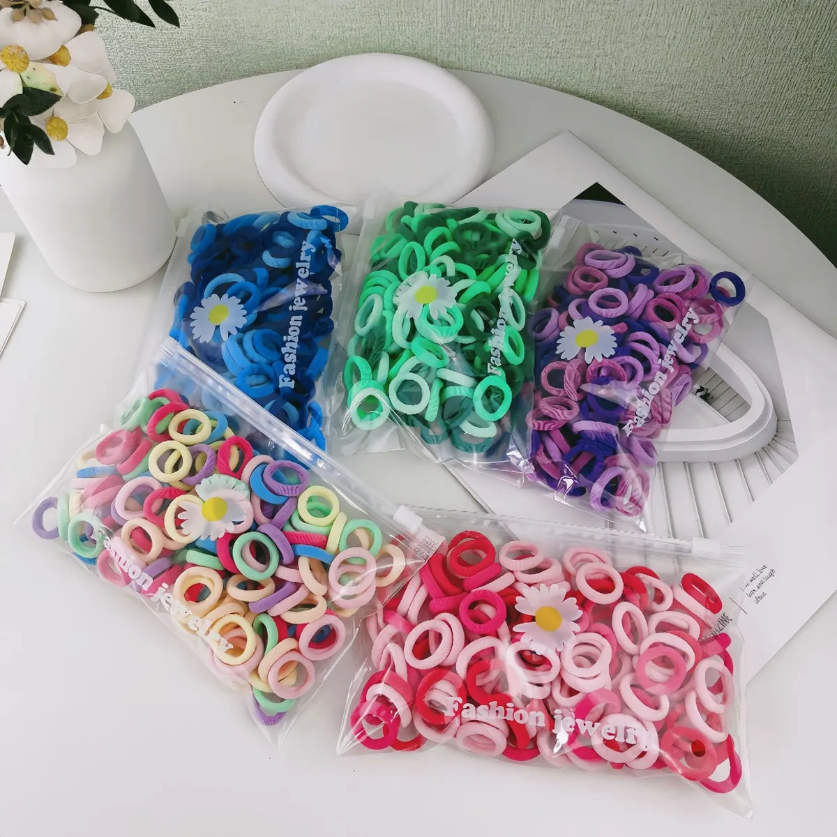 Kid'S Sweet Rainbow Plastic Contrast Collar Hair Tie