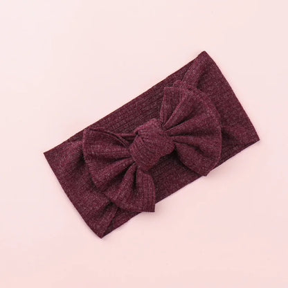 Knitted Sunken Stripe Hair Band Solid Color Bow Knot Stretch Sunken Stripe Knitted Fabric Sewing Hair Band 1 Piece