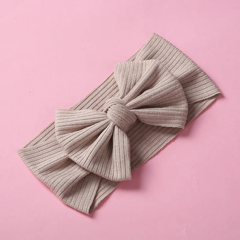 Knitted Sunken Stripe Hair Band Solid Color Bow Knot Stretch Sunken Stripe Knitted Fabric Sewing Hair Band 1 Piece