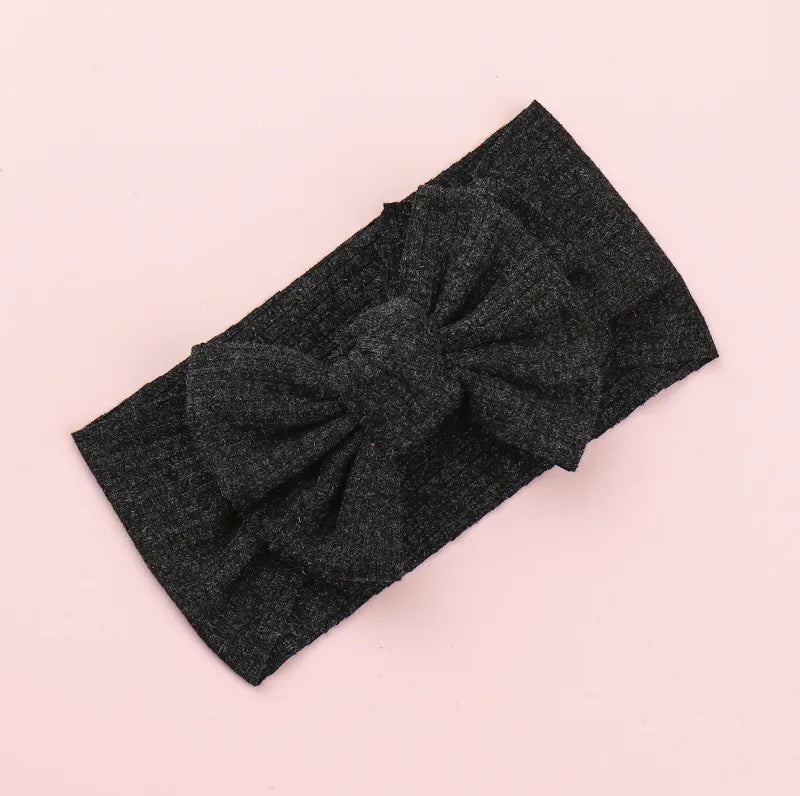 Knitted Sunken Stripe Hair Band Solid Color Bow Knot Stretch Sunken Stripe Knitted Fabric Sewing Hair Band 1 Piece