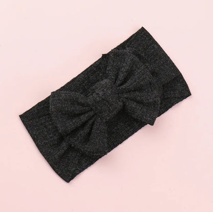 Knitted Sunken Stripe Hair Band Solid Color Bow Knot Stretch Sunken Stripe Knitted Fabric Sewing Hair Band 1 Piece