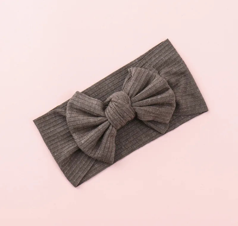 Knitted Sunken Stripe Hair Band Solid Color Bow Knot Stretch Sunken Stripe Knitted Fabric Sewing Hair Band 1 Piece