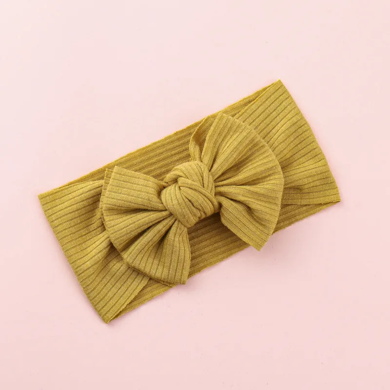 Knitted Sunken Stripe Hair Band Solid Color Bow Knot Stretch Sunken Stripe Knitted Fabric Sewing Hair Band 1 Piece