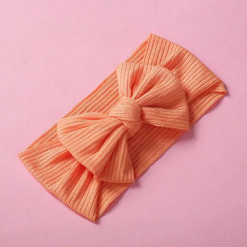 Knitted Sunken Stripe Hair Band Solid Color Bow Knot Stretch Sunken Stripe Knitted Fabric Sewing Hair Band 1 Piece