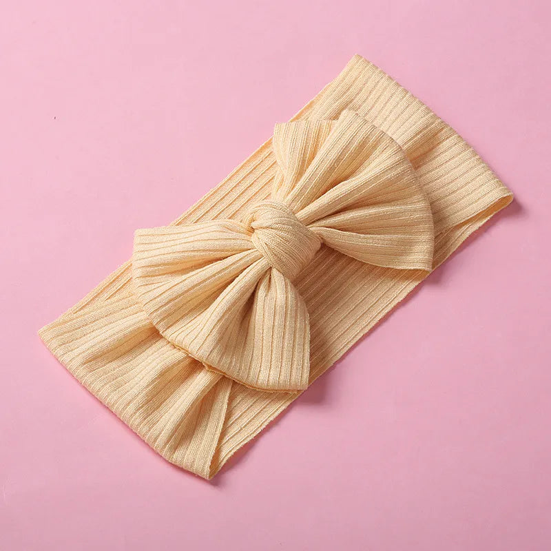 Knitted Sunken Stripe Hair Band Solid Color Bow Knot Stretch Sunken Stripe Knitted Fabric Sewing Hair Band 1 Piece