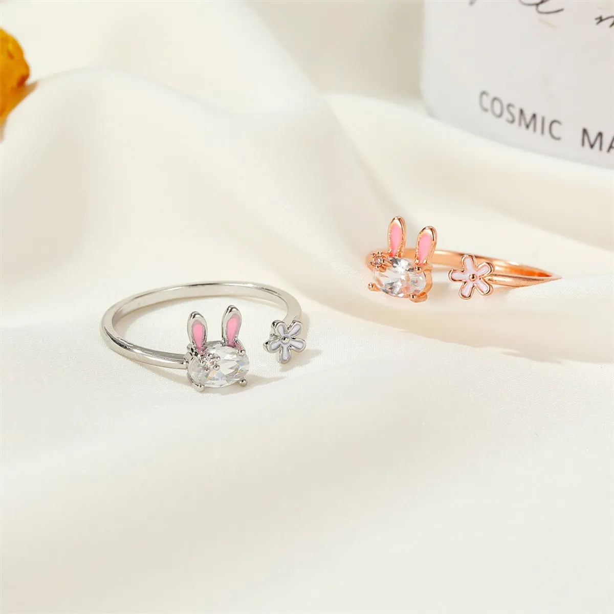 Korea Cute Bunny Sweet Girl Heart Flower Finger Ring Wholesale