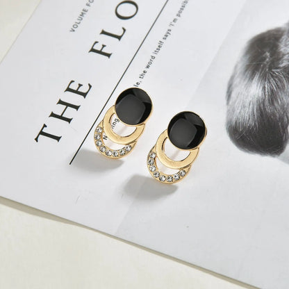 Geometric Plating Alloy Artificial Gemstones Earrings