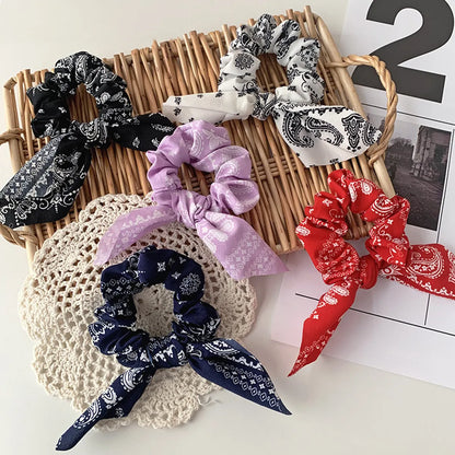 Korea Elegant Cashew Ribbon Hair Scrunchies