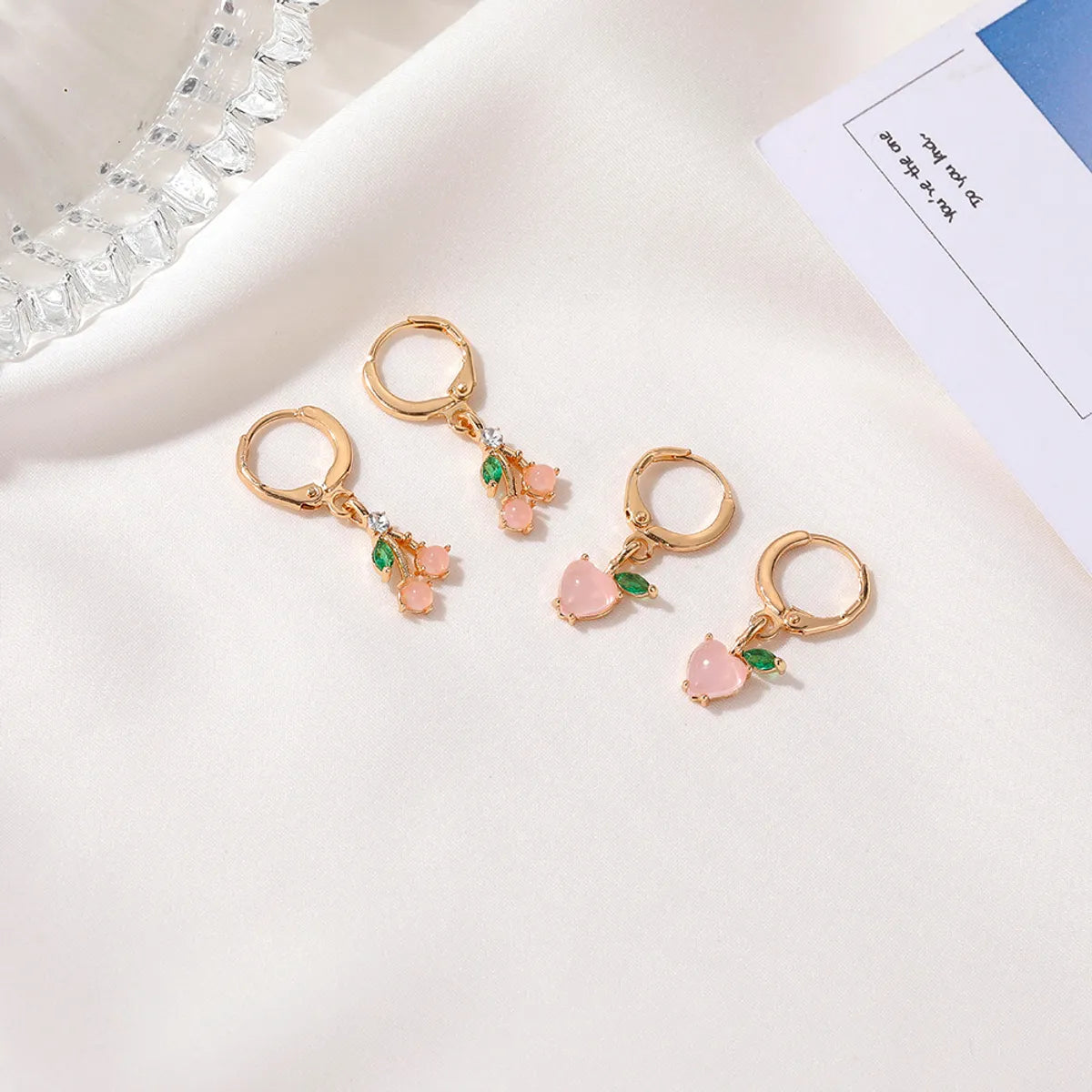 Fruit Plating Copper Artificial Gemstones Earrings