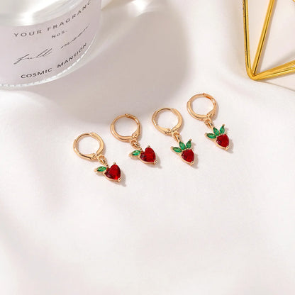 Fruit Plating Copper Artificial Gemstones Earrings