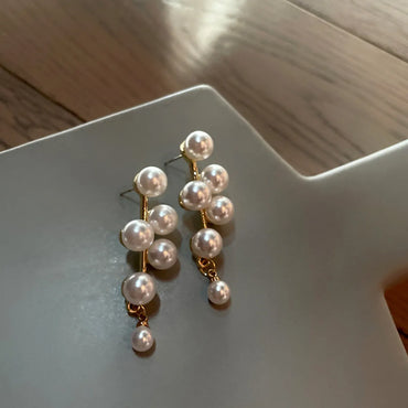 Korea Geometric Rhinestone Long Earrings